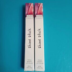 2 Laura Geller LUSTROUS PLUM Shine Stick NIB Triple Benefit Lip Color